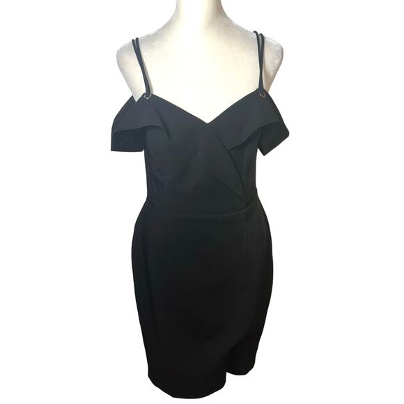 (NWOT) Adelyn Rae Shelby Midi Dress Off Shoulder Cocktail Dress Black Size S - Picture 1 of 4